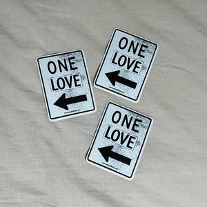 set of three "One Love" Brandy Melville stickers
